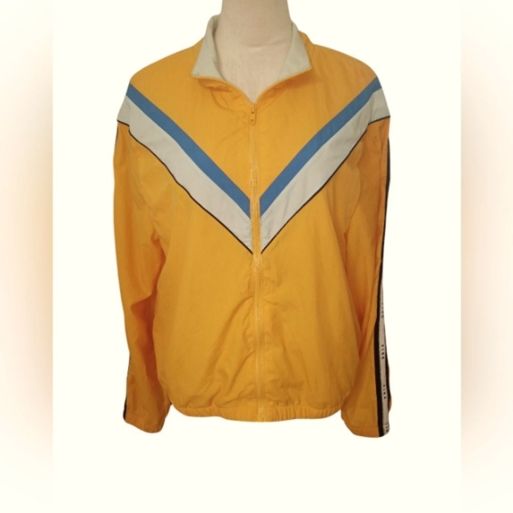 Victoria"s Secret PINK Blue and Yellow Vintage Retro Windbreaker Size M/L
